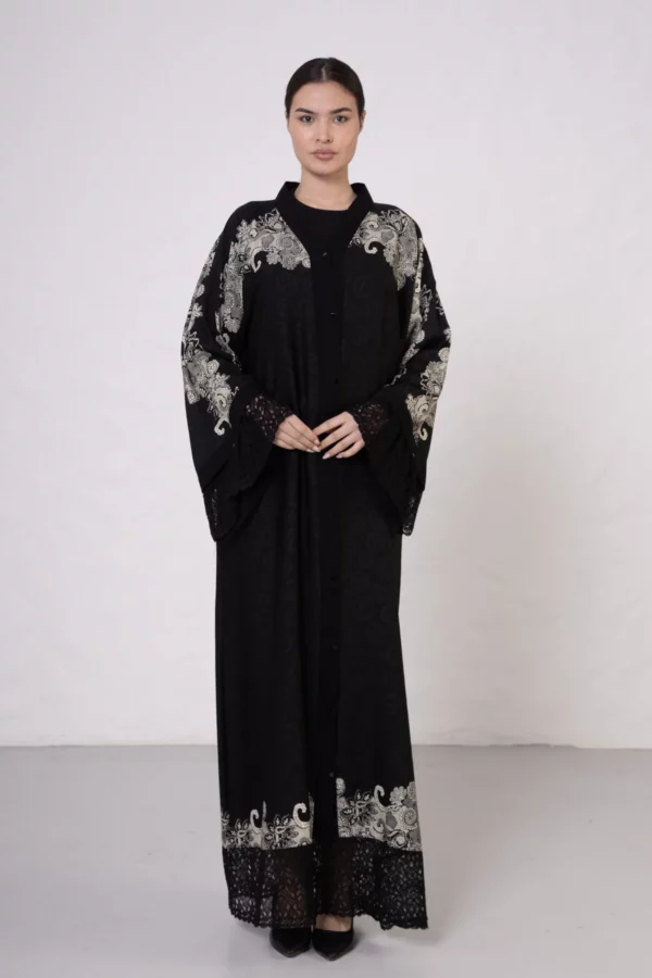 Grey VS-Inspired Tuğra Print Abaya