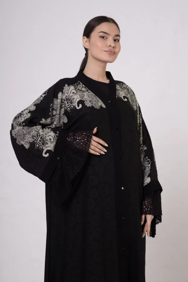 Grey VS-Inspired Tuğra Print Abaya