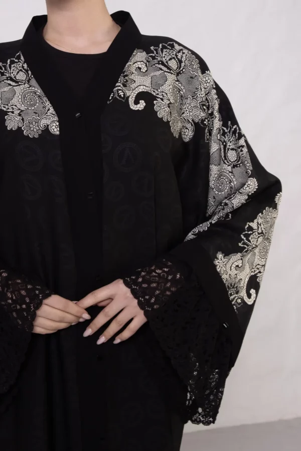 Grey VS-Inspired Tuğra Print Abaya