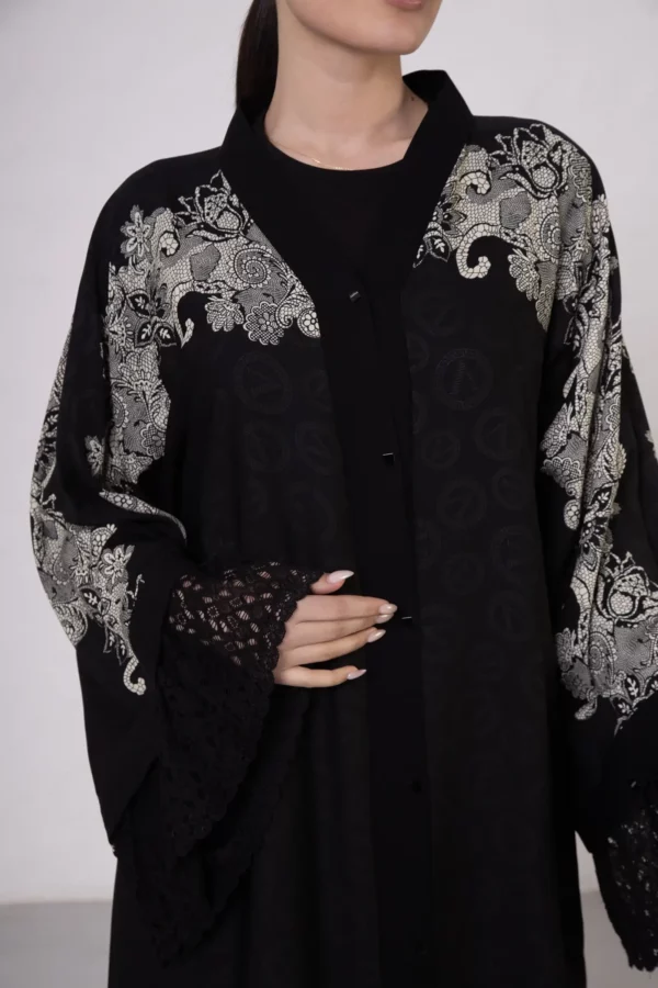 Grey VS-Inspired Tuğra Print Abaya