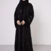 WD-514 Wide Striped Abaya with White Stitching