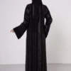 WD-514_3 Wide Striped Abaya with White Stitching