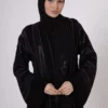 WD-514_5 Wide Striped Abaya with White Stitching